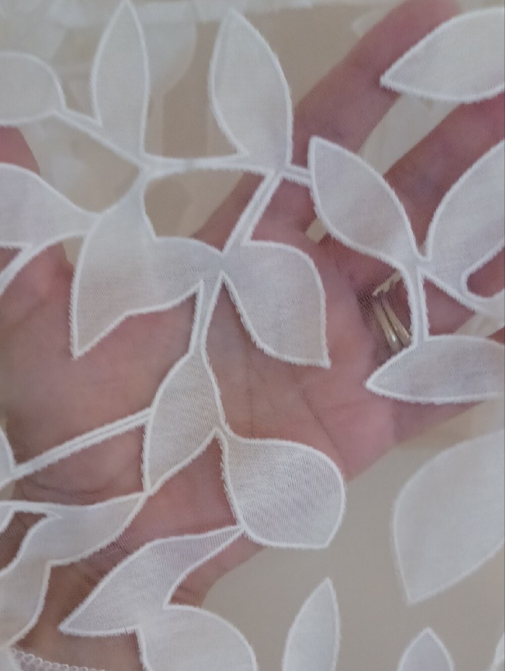 White Leaf Burnout Tie-Front Sheer Blouse - Picture 2 of 8